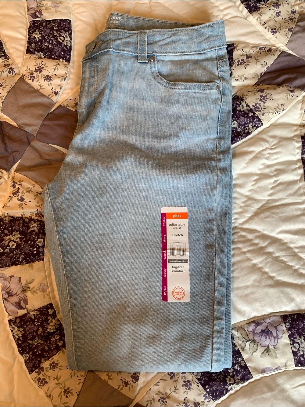 Girl’s Light Blue Skinny Jeans with Adjustable Waist